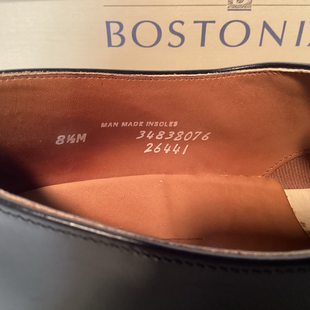 Vintage Bostonian Black Leather Cap Toe Oxfords Men’s size 8 1/2 Made In USA - Picture 10 of 11